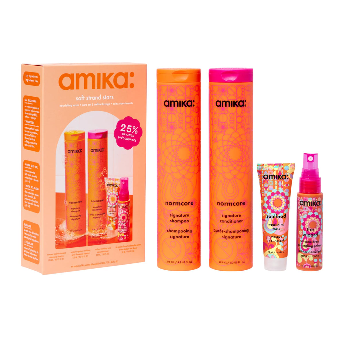 Amika Soft Strand Stars set front packaging showing all included products and styling benefit
