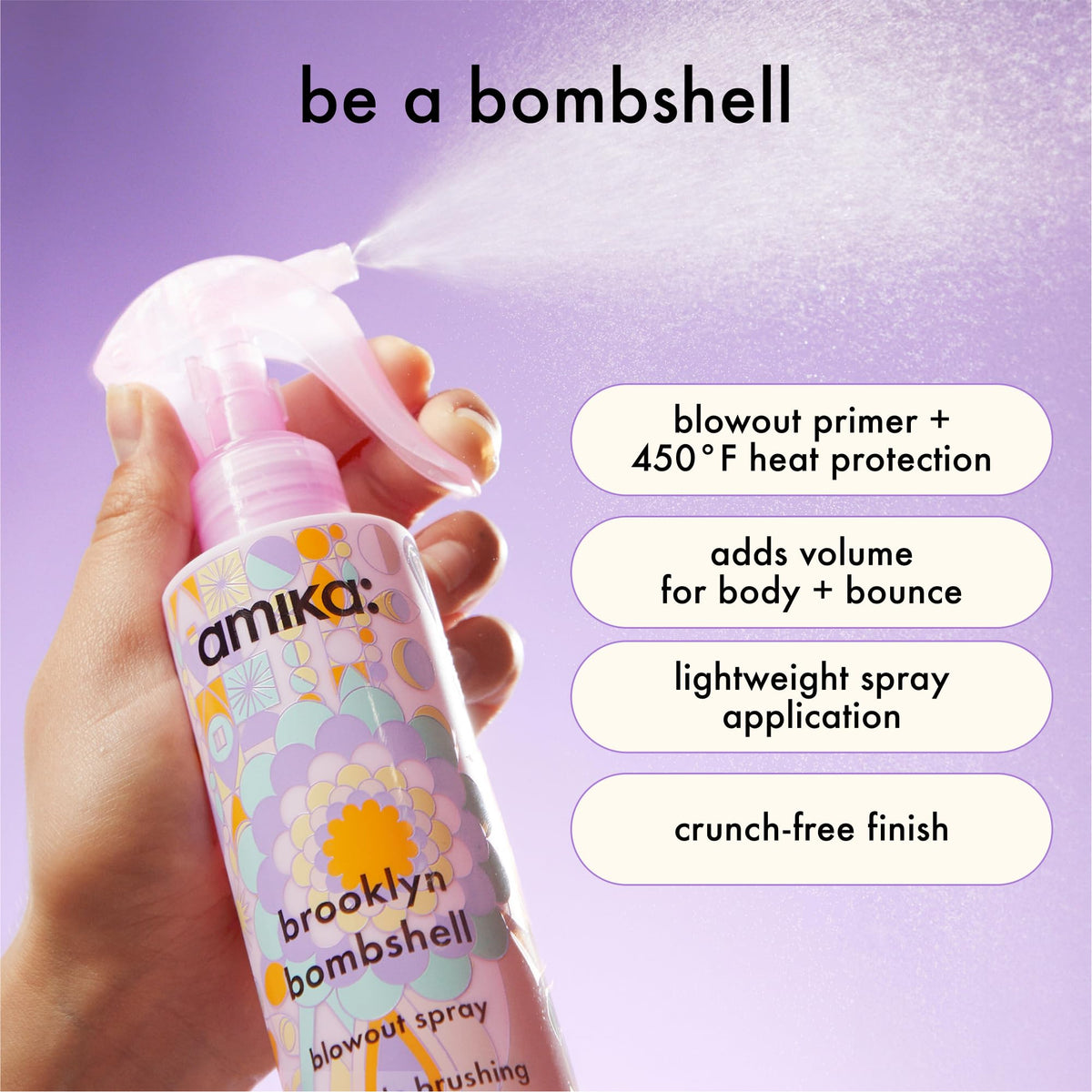 amika back label with ingredients and usage directions highlighting clean-beauty benefits