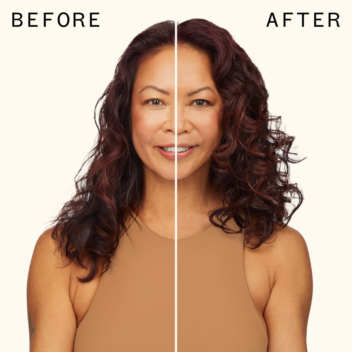 Applying Amika Curl Corps on wet hair demonstrating even distribution and curl encouragement