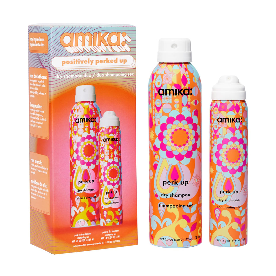 Amika duo front packaging showing both cans for convenient refresh