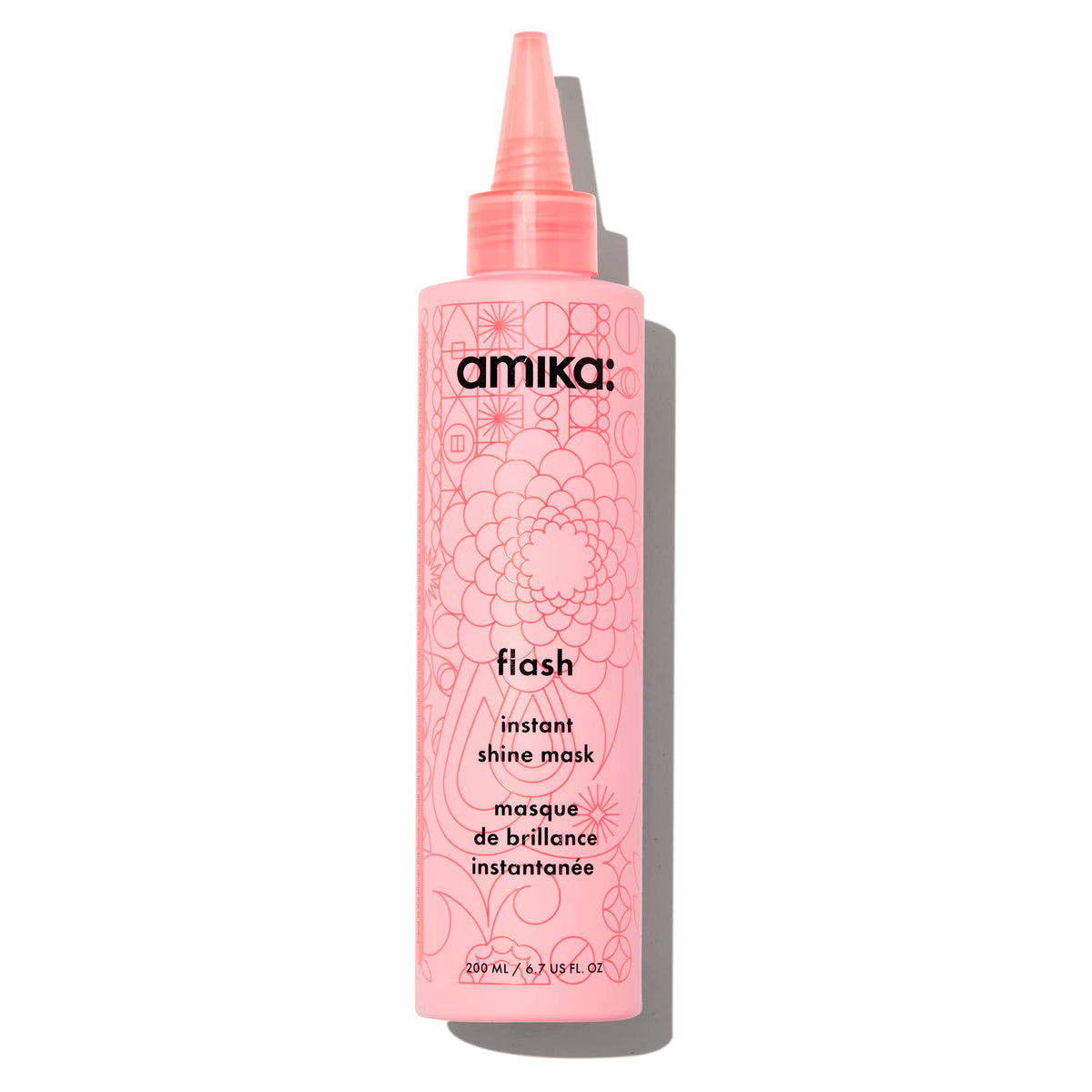 Amika front packaging showing product and quick-shine benefit
