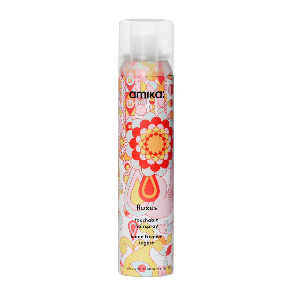 amika fluxus front packaging showing compact can and branding, conveys portability