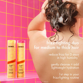 Amika back label close-up highlighting ingredients and usage benefits
