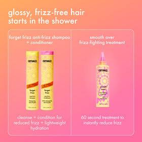 Amika shampoo paired with conditioner showing complete frizz-control benefit