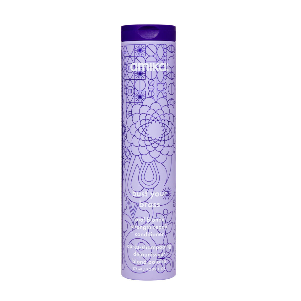 amika front bottle showing conditioner and violet hue, clarifies brassiness