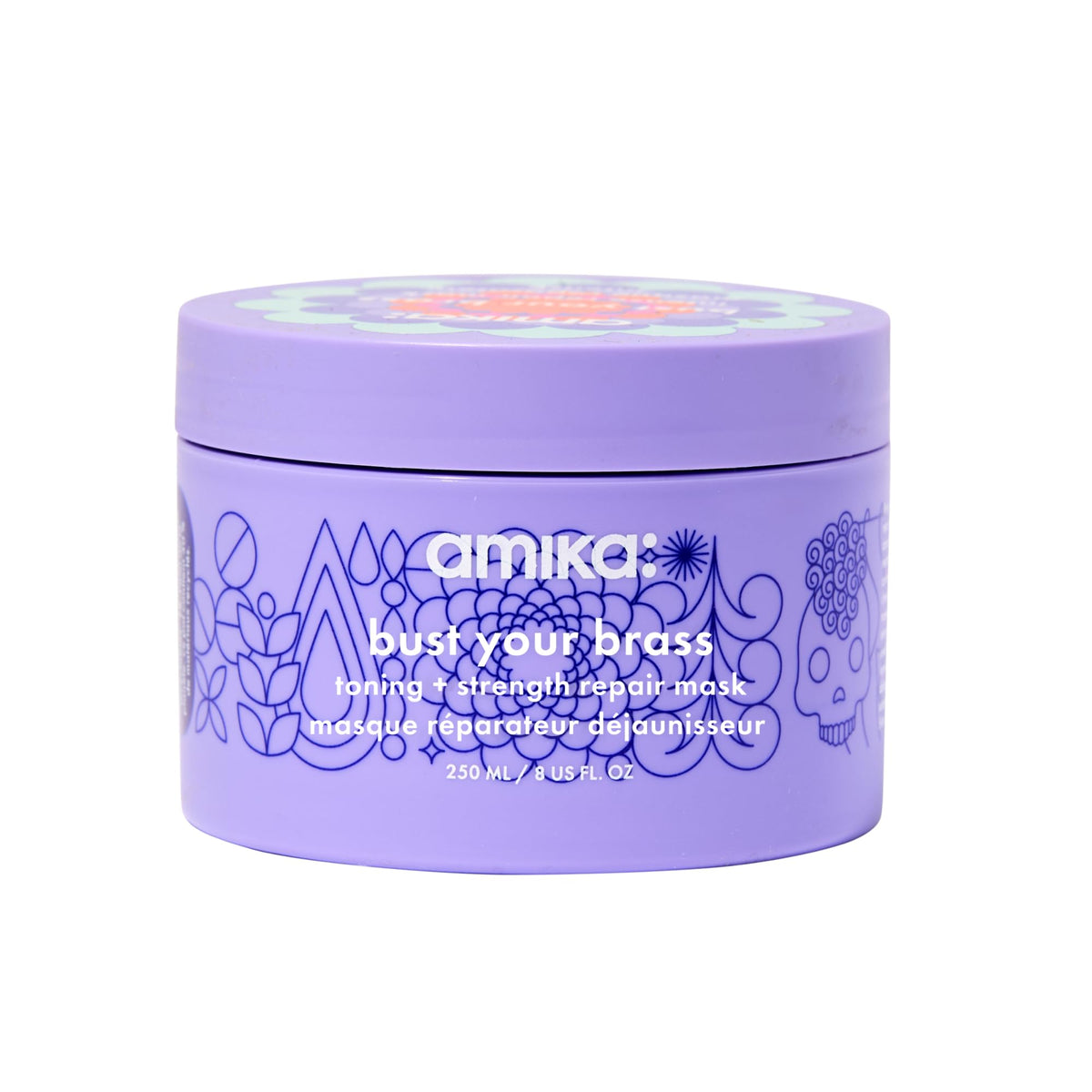 amika front packaging shows mask jar and clear product identity, easy selection benefit