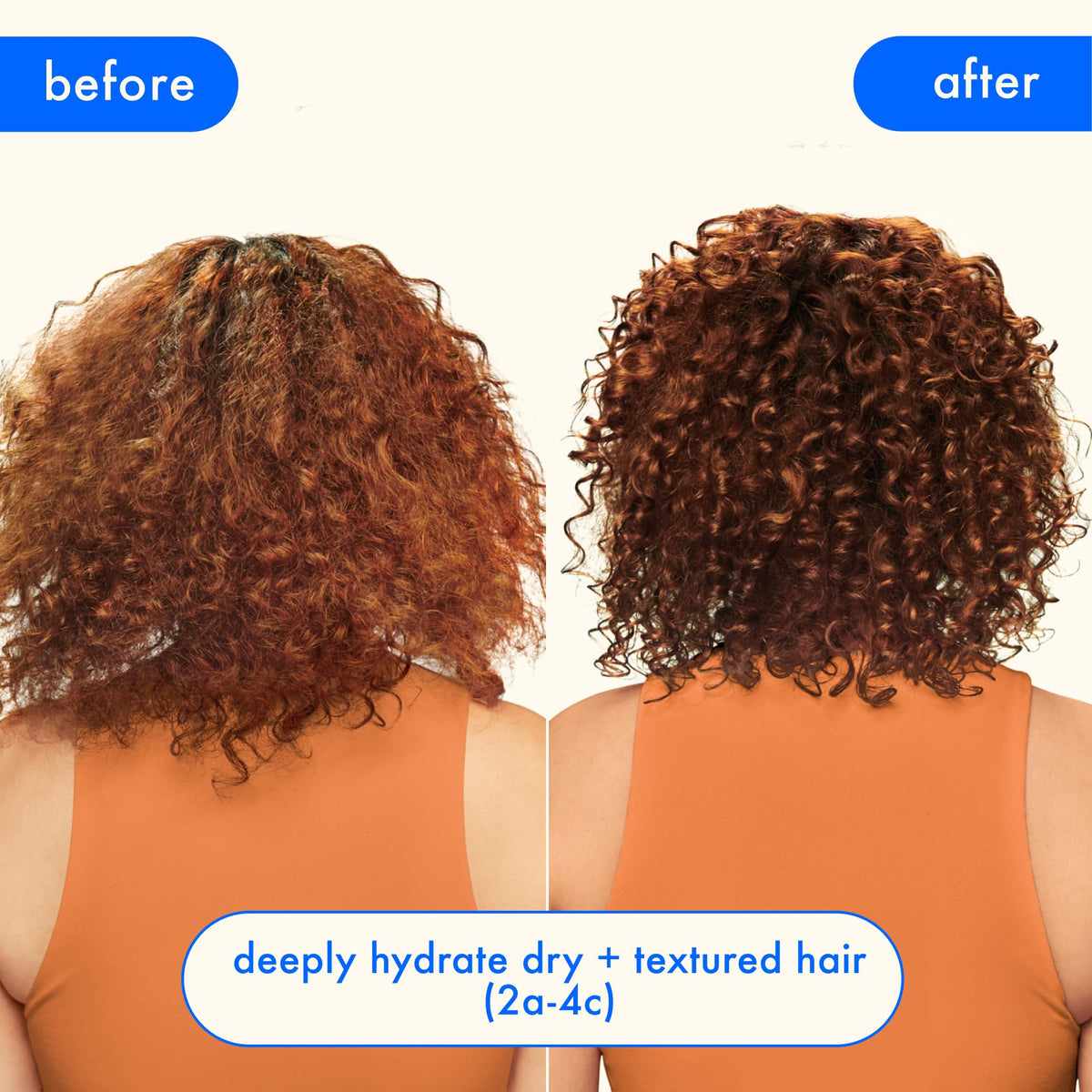 Amika before and after split ends comparison showing reduced breakage