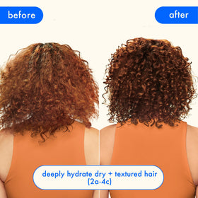 Amika before and after split ends comparison showing reduced breakage
