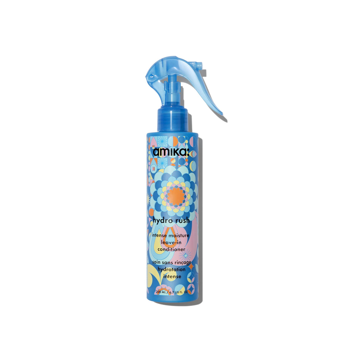 Amika Hydro Rush front bottle showing label, hydration-focused benefit