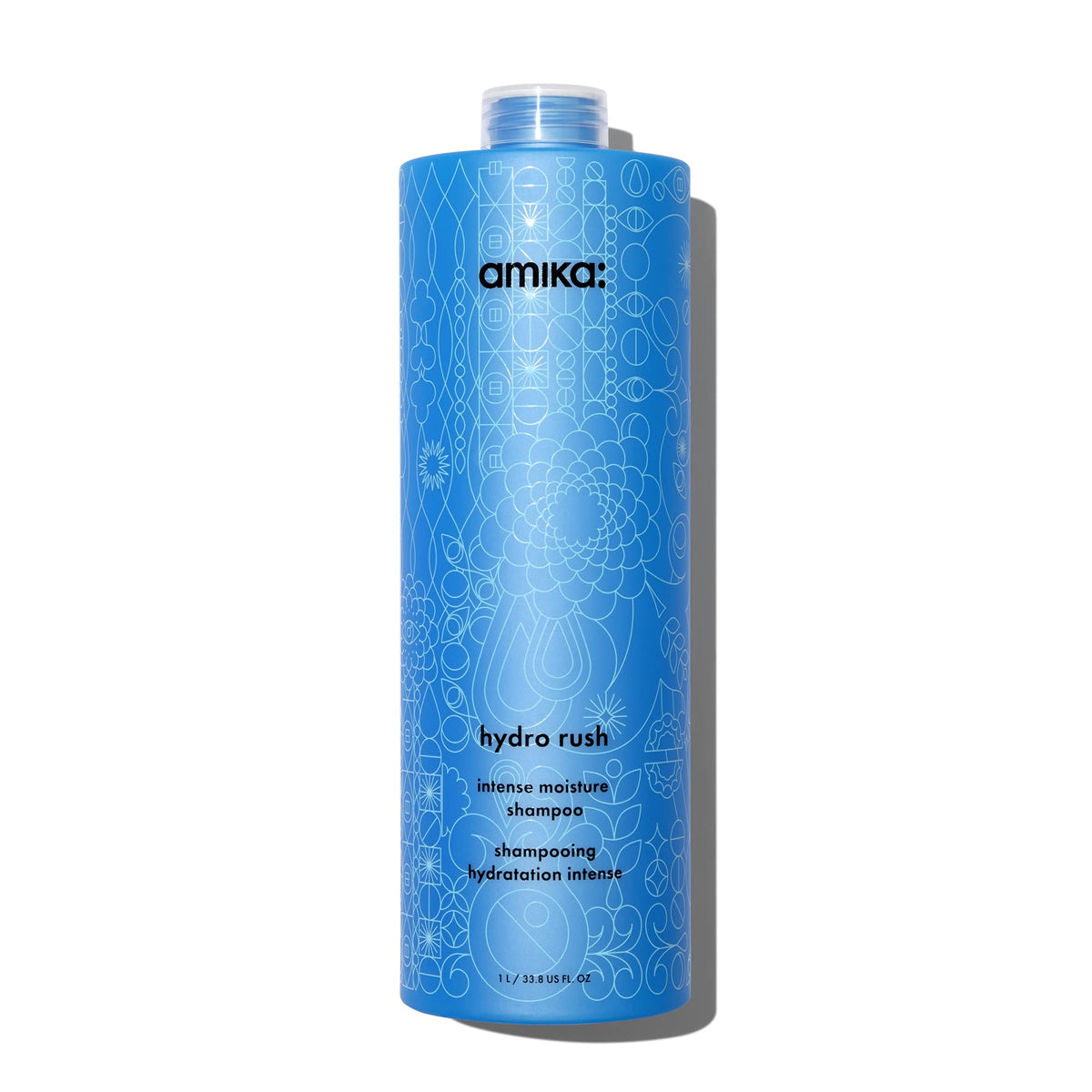 Amika Hydro Rush front packaging shows product and size, conveys hydration benefit