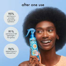Amika Hydro Rush held in hand to show 60ml travel size and convenience