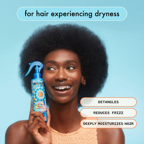 Amika Hydro Rush ingredient flatlay with hyaluronic acid and squalane, nourishing benefit