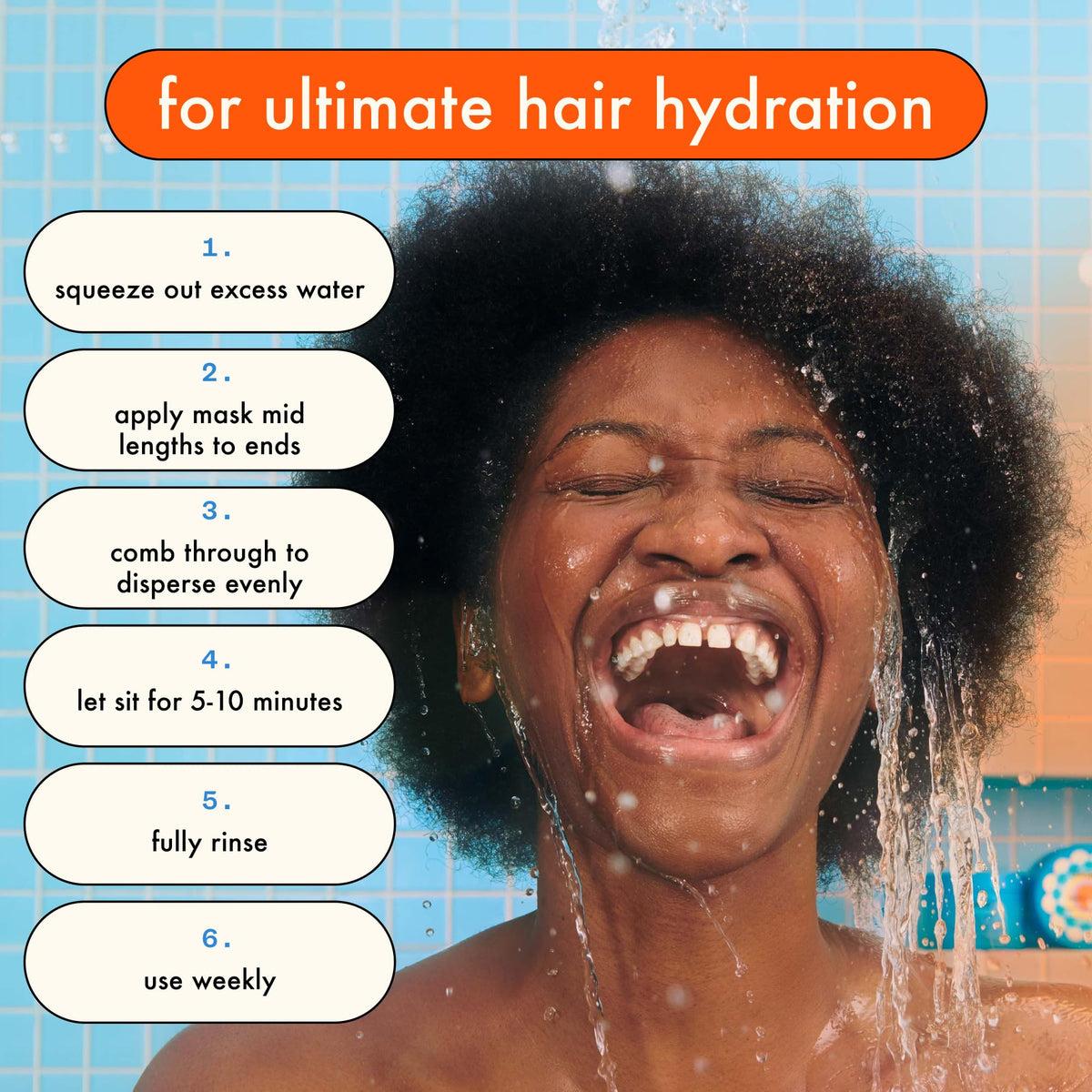Amika Hydro Rush label and directions closeup helping users follow application for best results