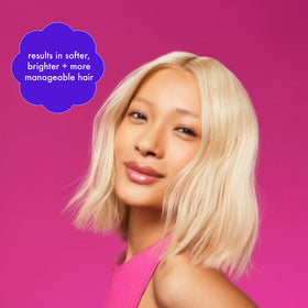 amika mask rinsed on wet hair showing smoothness and enhanced shine benefit