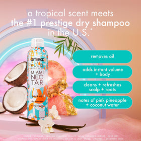 Amika side label close-up showing product claims and fragrance details benefit