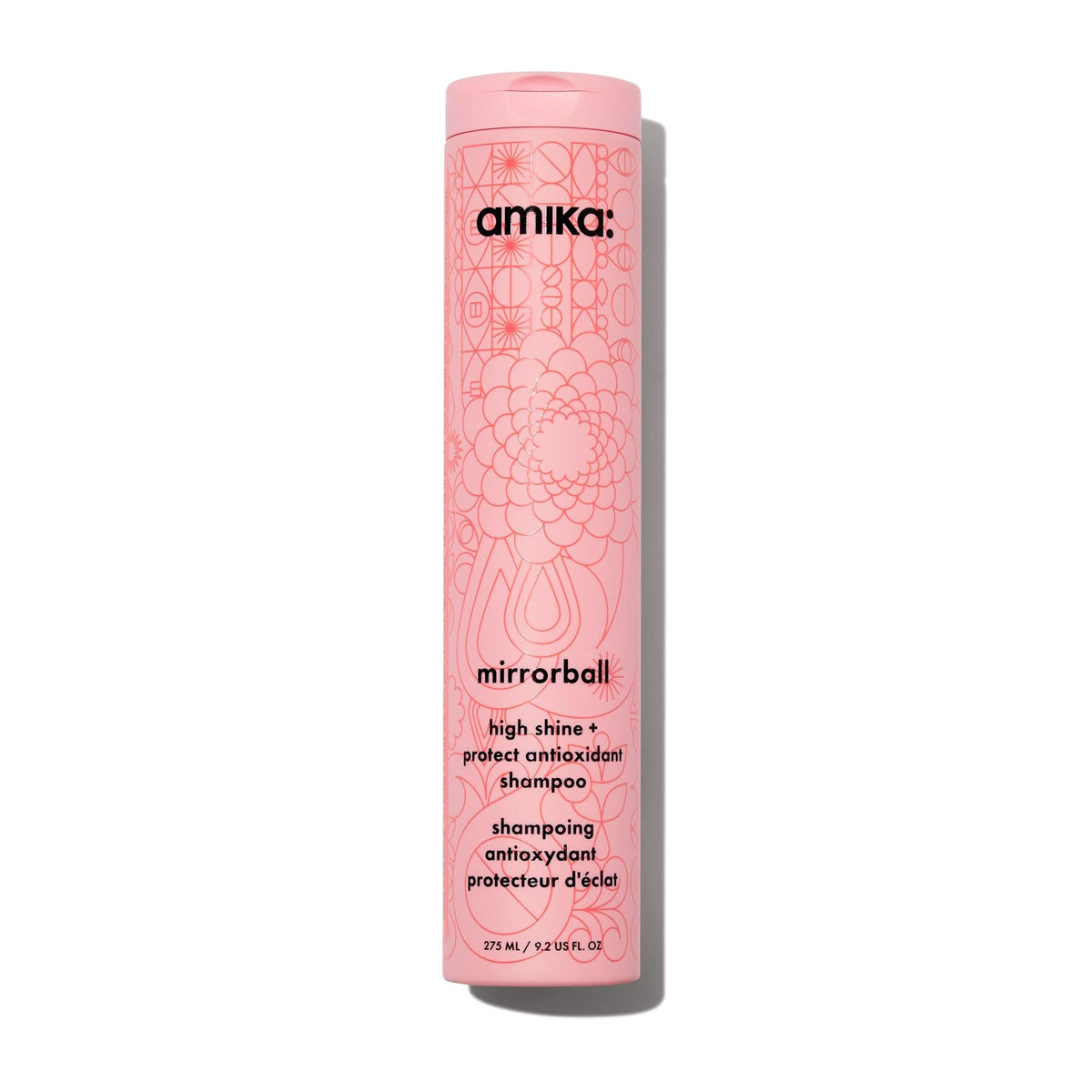 Amika mirrorball front packaging showing label and glossy bottle for easy identification