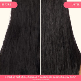 Amika mirrorball shampoo droplet on fingertip close-up highlighting concentrated antioxidant boost