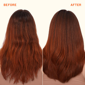 Creamy conditioner texture close-up showing Amika nourishment and detangling slip