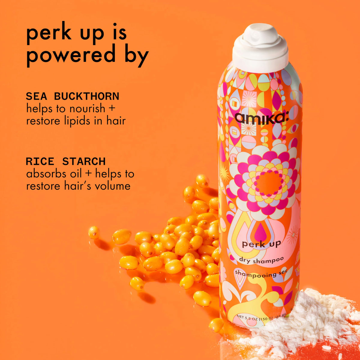 amika close-up spray at roots showing texture and instant oil absorption