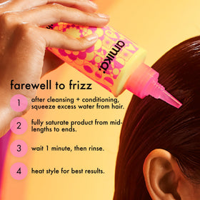 Amika label close-up showing product details and clinically proven performance benefit