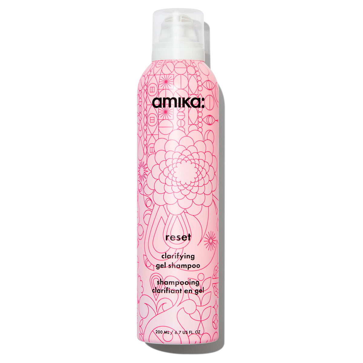 amika reset front packaging shows 200ml aerosol for easy storage and travel