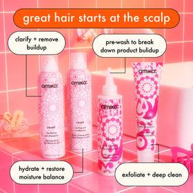 amika reset in shower routine highlighting how to emulsify and rinse effectively