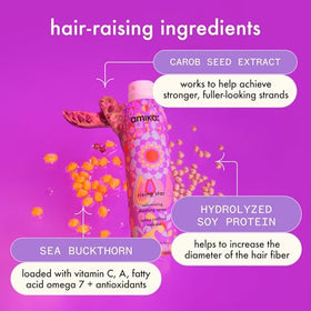 amika model with voluminous hair showing long-lasting lift benefit