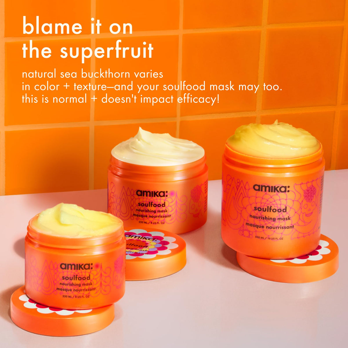 Amika Soulfood treated hair after rinse showing Amika shine and smoother texture