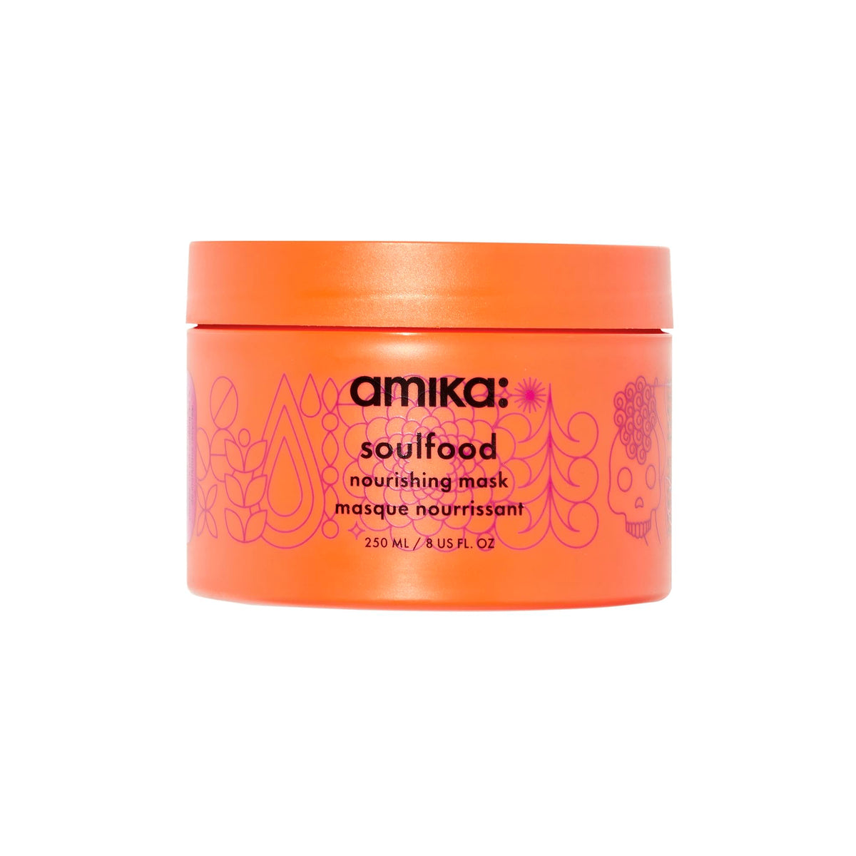 amika jar front view showing product and brand, highlights premium packaging