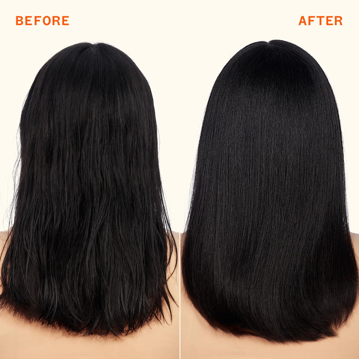 Amika finished glossy hair showing smooth frizz-free shine and healthy look