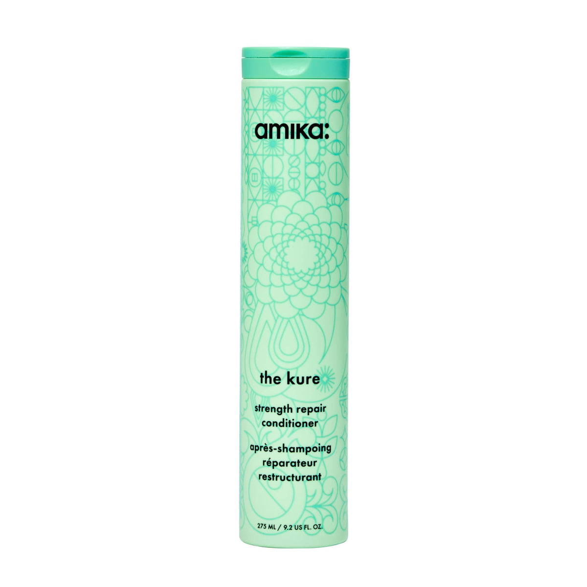 amika bottle front view showing product branding and easy identification