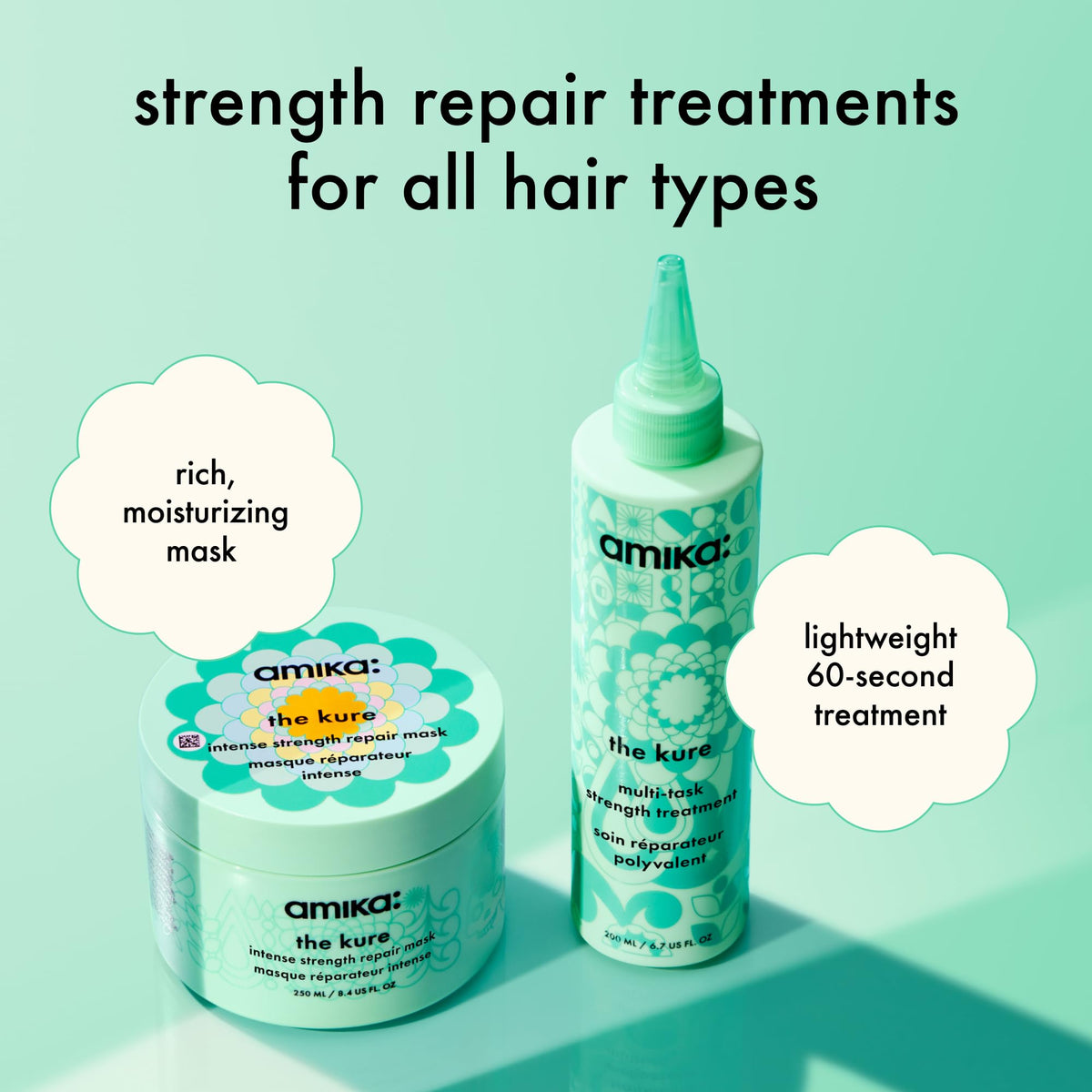 amika the kure 500ml beside hand to show scale and generous salon-sized amount