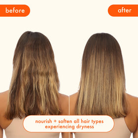 Amika The Wizard silicone-free detangling primer being sprayed on damp hair for easier styling