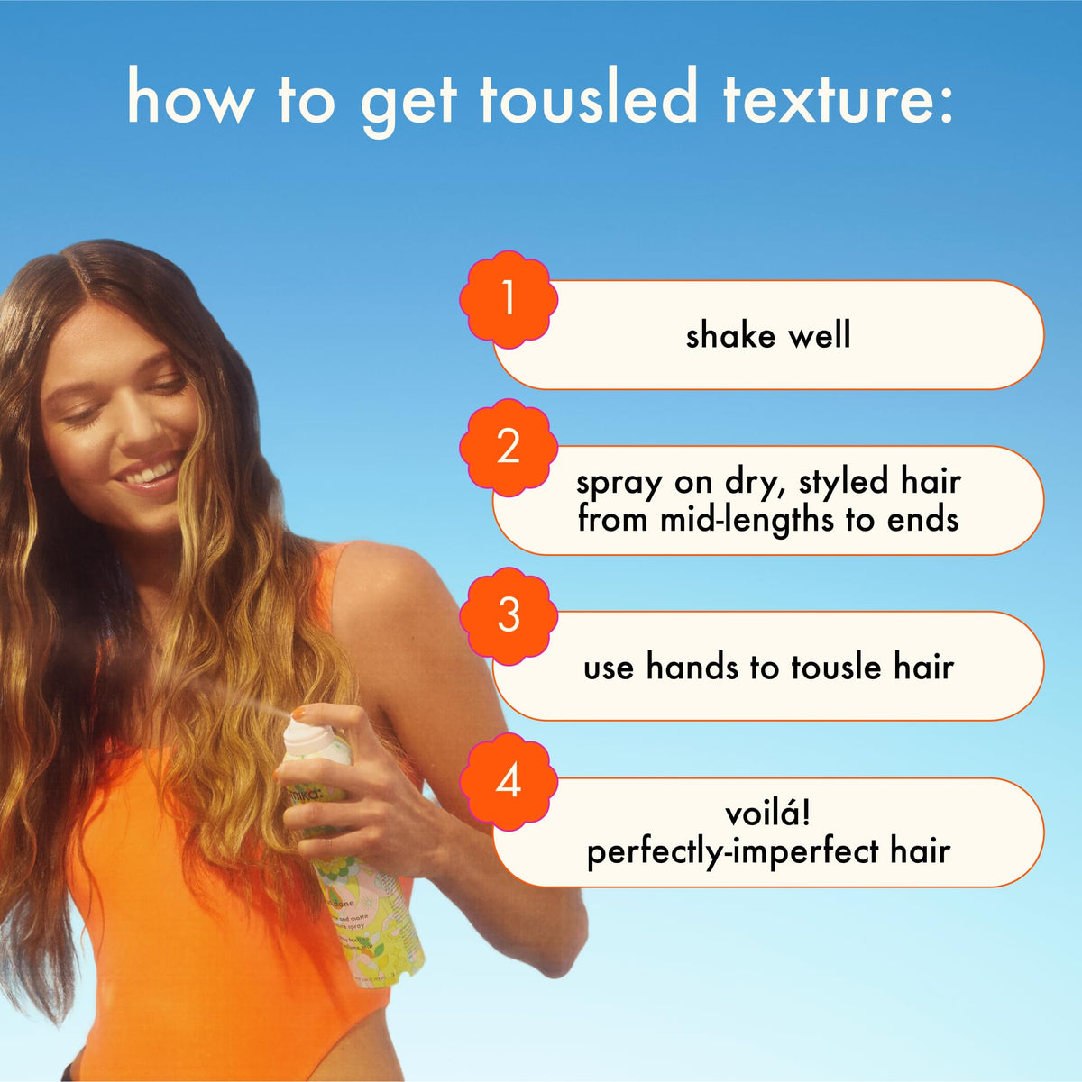 amika texture spray powdery finish on strands adding instant volume benefit