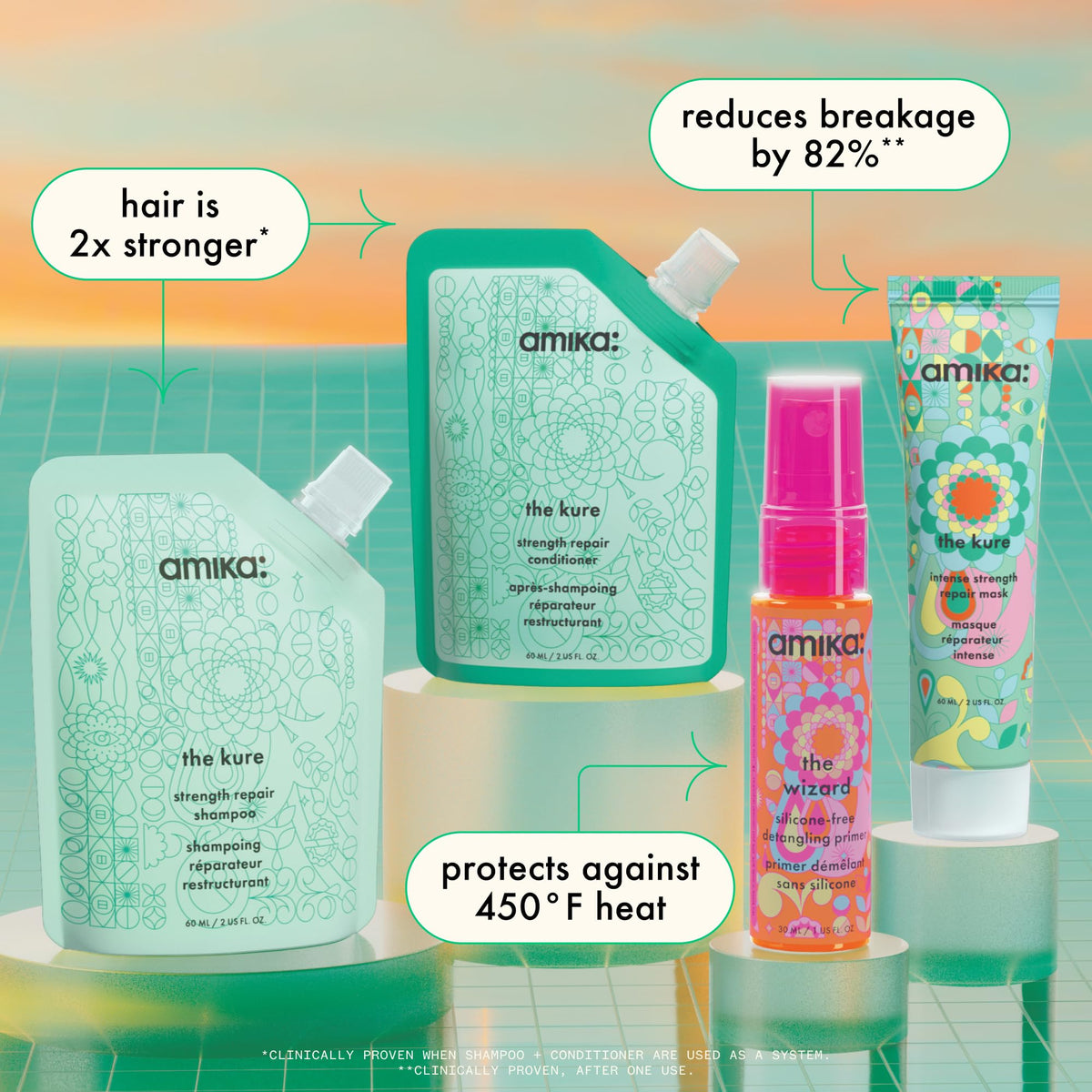Amika Wizard silicone-free primer spray in hand for easy detangling