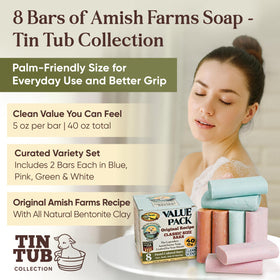 Amish Farms soap held in hand demonstrating easy grip