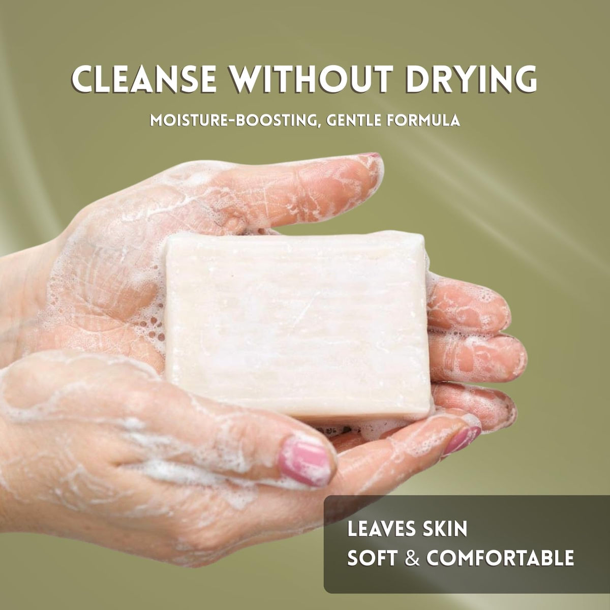 Amish Farms soap lather on hand demonstrating rich, conditioning foam