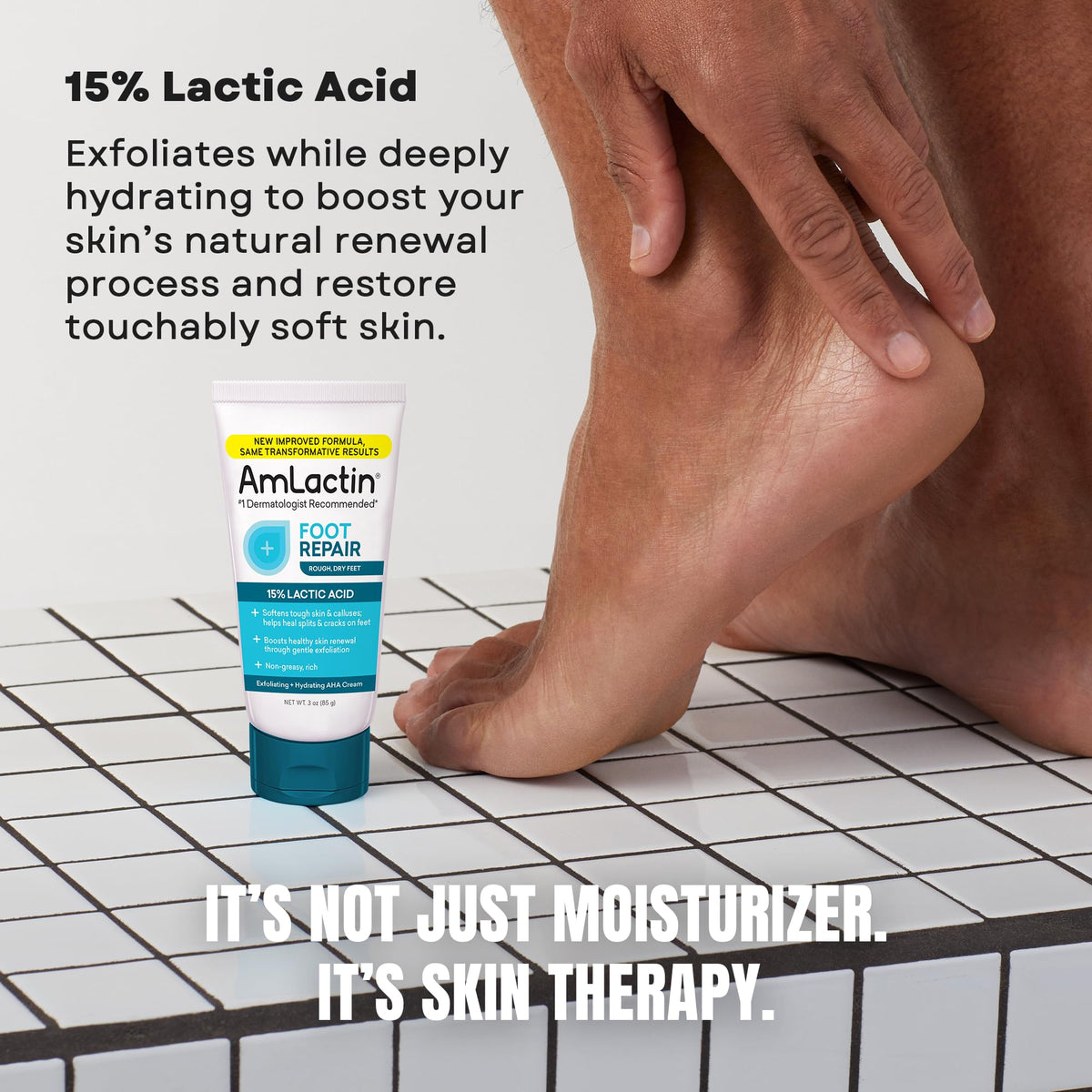 AmLactin being applied to heel to soften calluses and hydrate