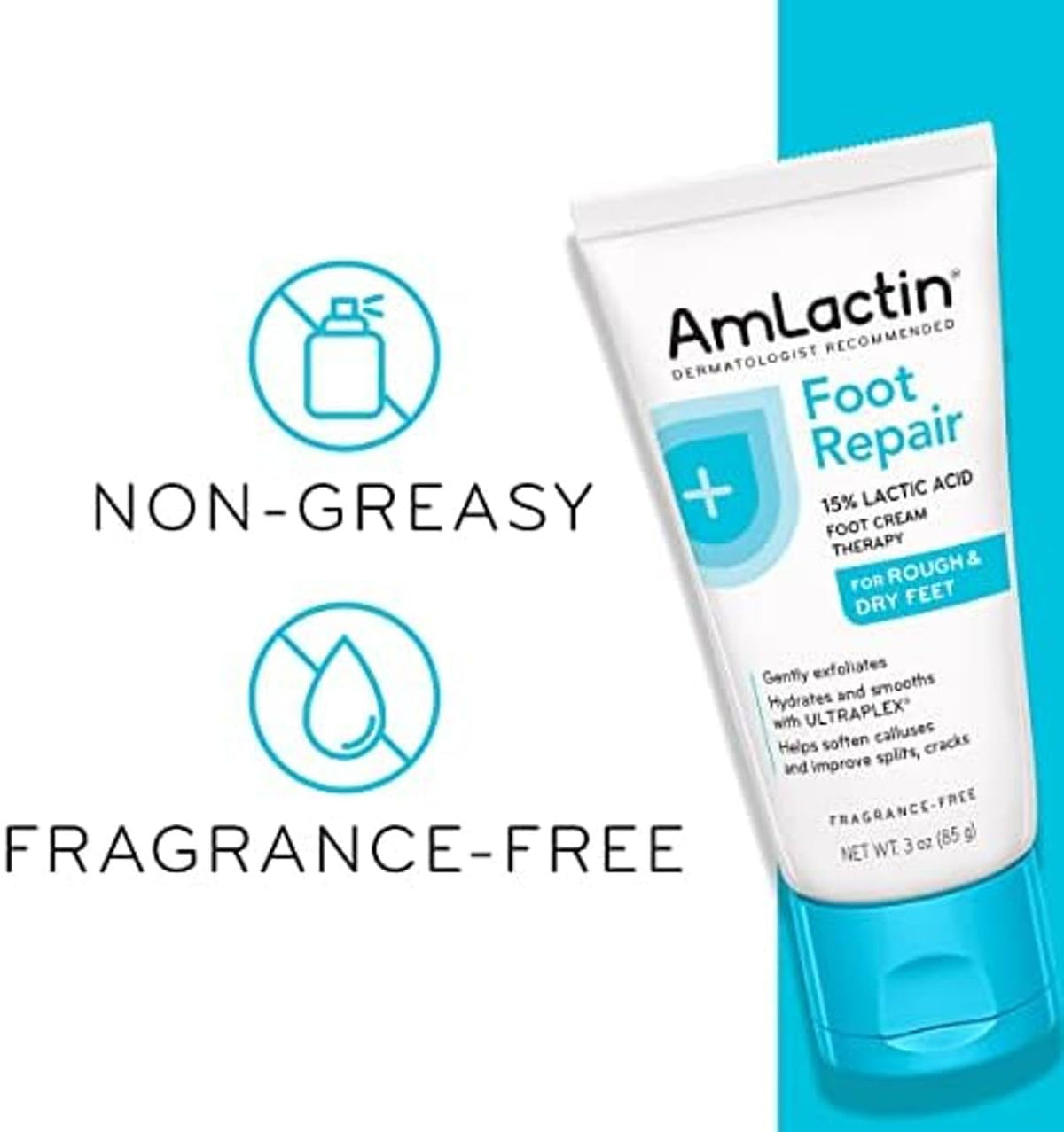AmLactin 3 ounce tube next to common items to show size and travel-friendly convenience