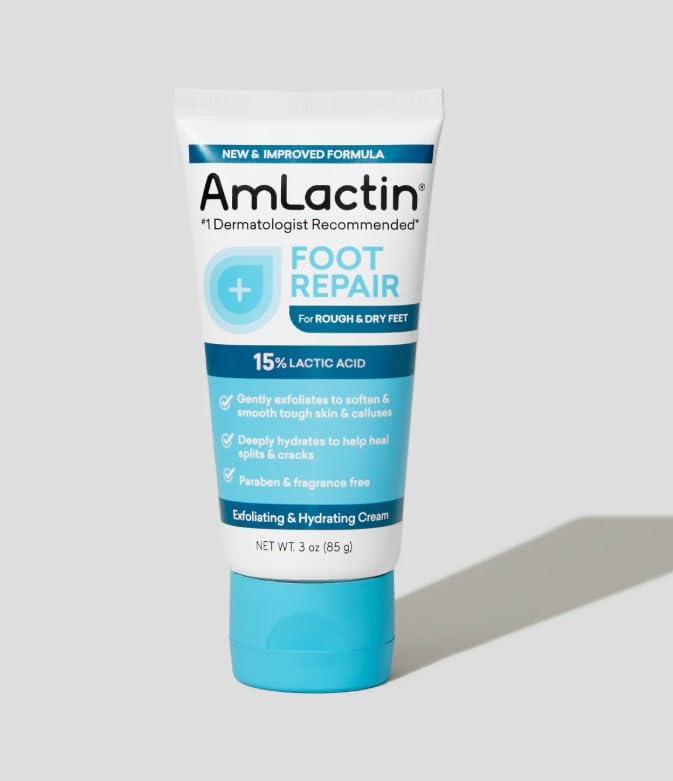 Close-up of AmLactin label highlighting ULTRAPLEX marking and active exfoliation benefit