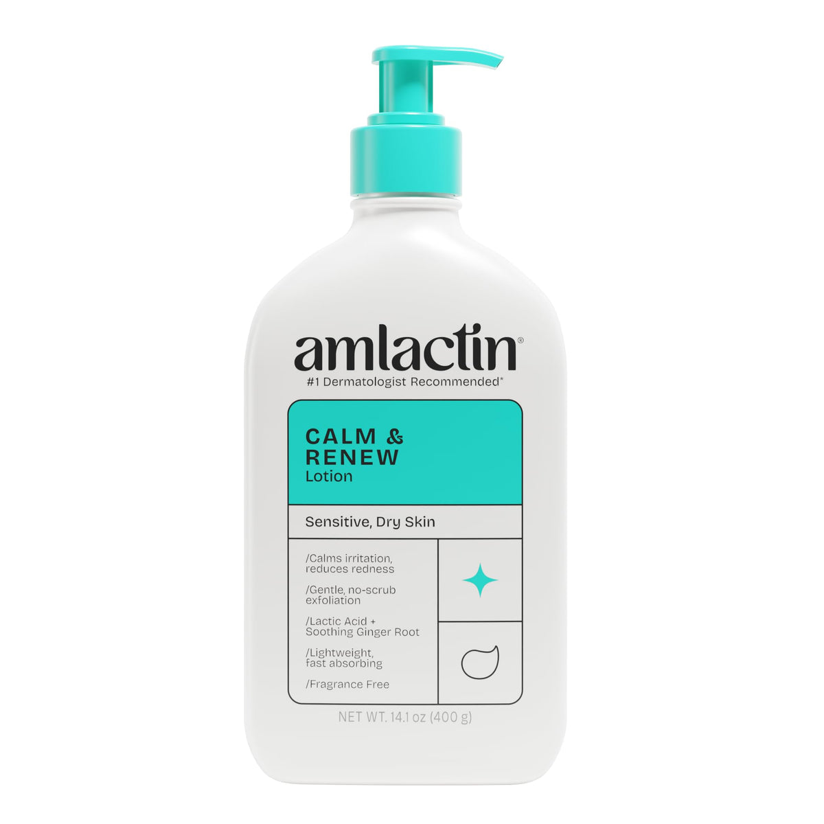 AmLactin front bottle view showing label and 14.1 oz size for confident purchase