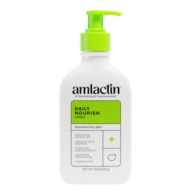 AmLactin pump bottle front view showing clean packaging and easy dispensing