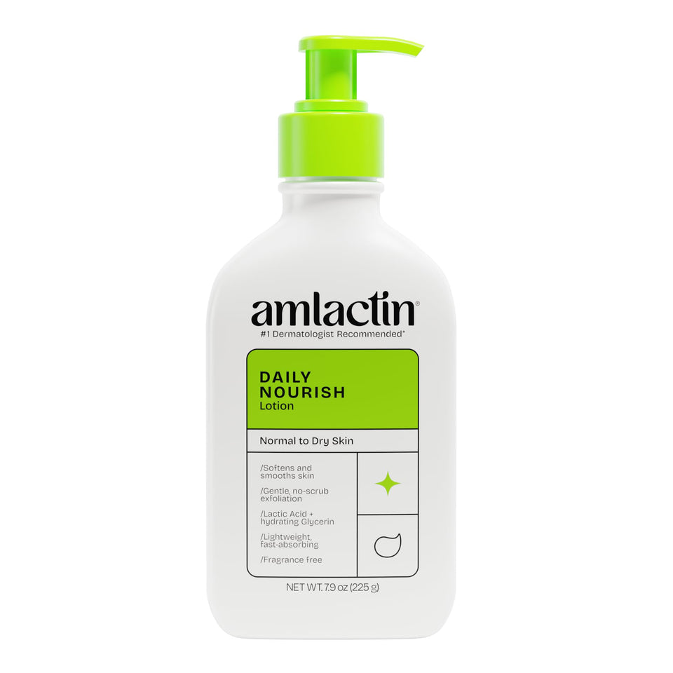 AmLactin pump bottle front view showing clean packaging and easy dispensing