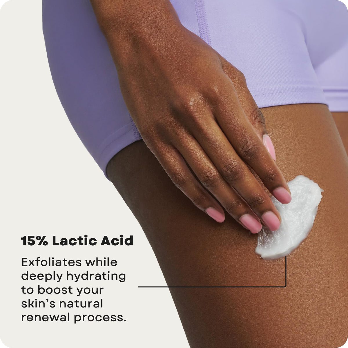Applying AmLactin KP cream to upper arm to visibly reduce bumps and hydrate
