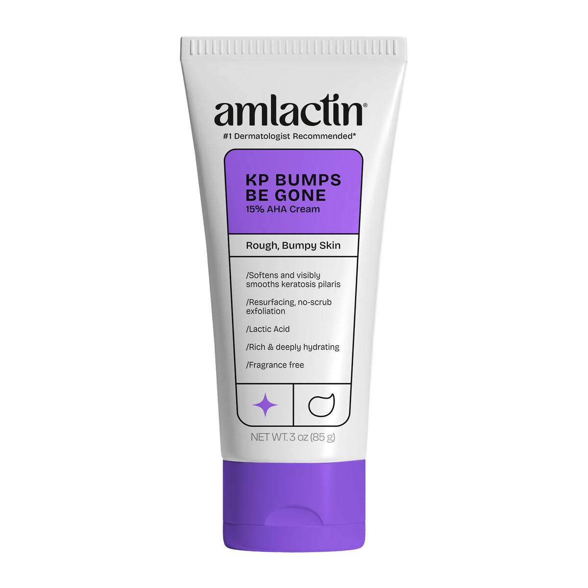 AmLactin tube front view showing product label and travel size benefit