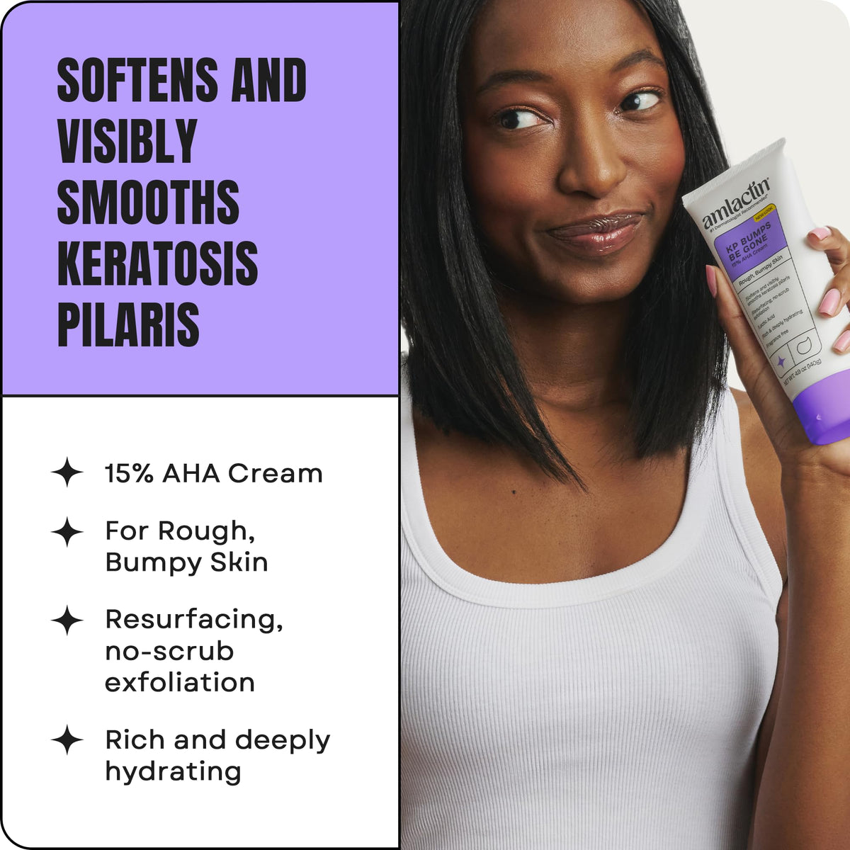 Close-up of AmLactin cream texture highlighting fast absorption and smooth finish