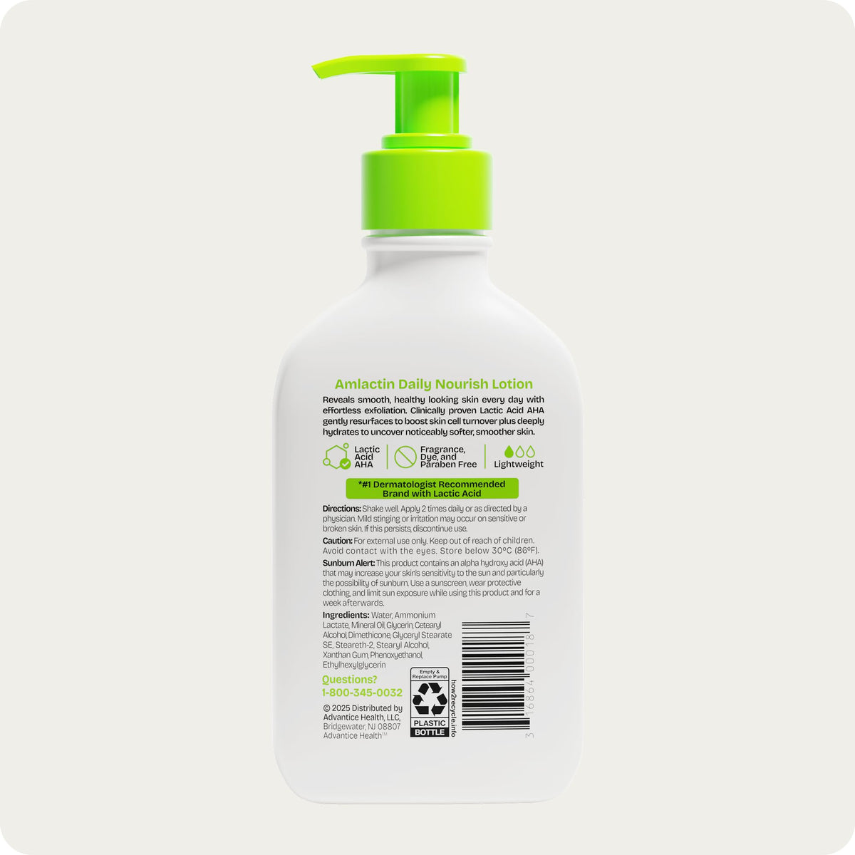 AmLactin bottle on bathroom shelf in lifestyle scene promoting daily routine use
