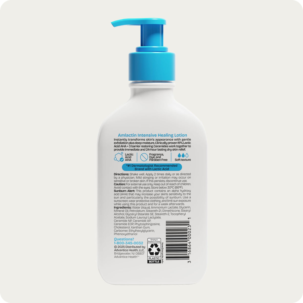 AmLactin bottle on bathroom vanity illustrating daily skincare routine