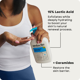 AmLactin pump in hand demonstrates easy application and fast absorption