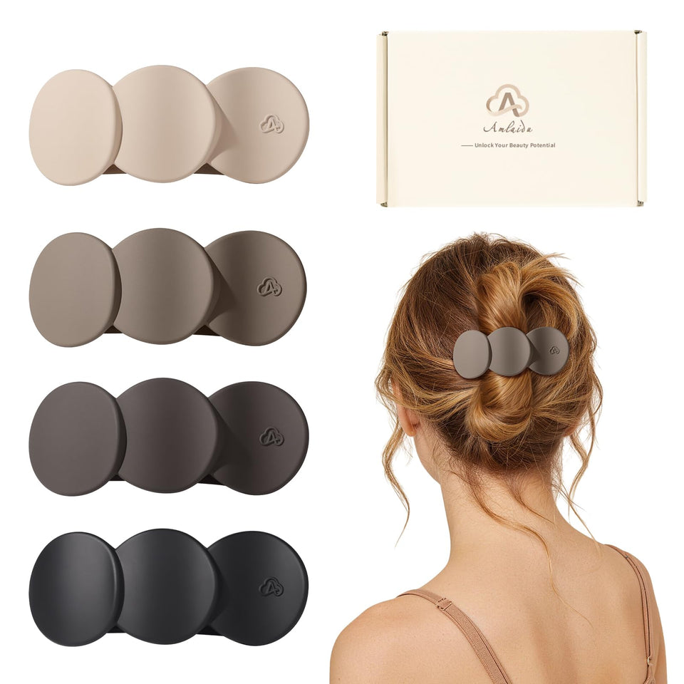 Amlaidu front view of four flat clips set shows compact, secure hold